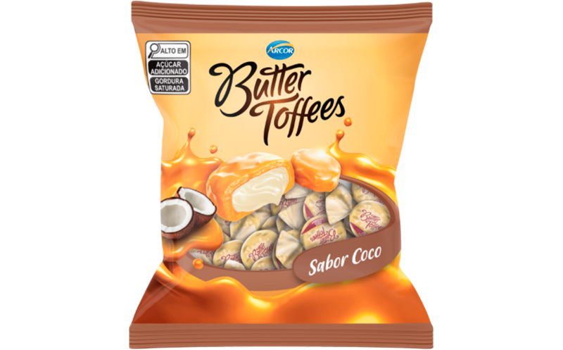 Bala Butter Toffees Coco Arcor 500g  J.A. Doces - Distribuidora de Doces  em Curitiba Online