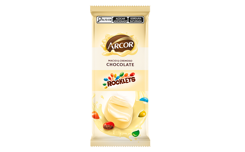 Tablete Arcor Rocklets Branco 80g