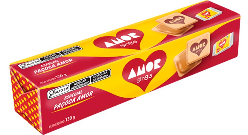 Biscoito Recheado Quadrado Especial Paçoca Amor ​